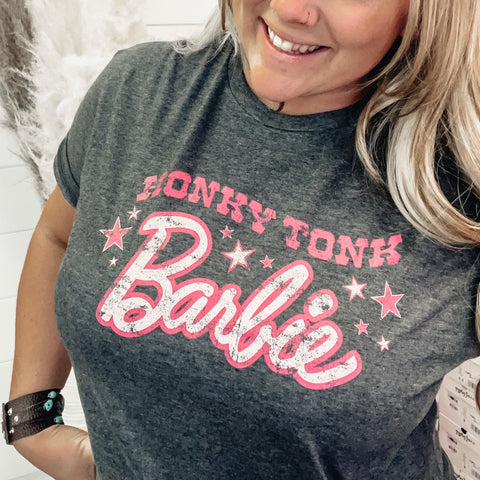 Honky Tonk Barbie Graphic Tee - Charcoal