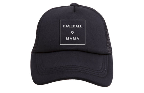 Baseball Mama Trucker Hat - White Glitter