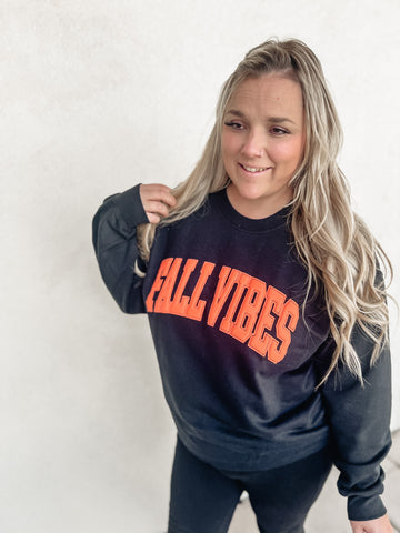 Fall Vibes With Puff Letters Crewneck