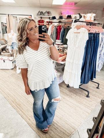 Just In Striped Top - Ivory