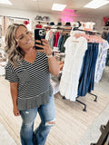 Just In Striped Top - Black