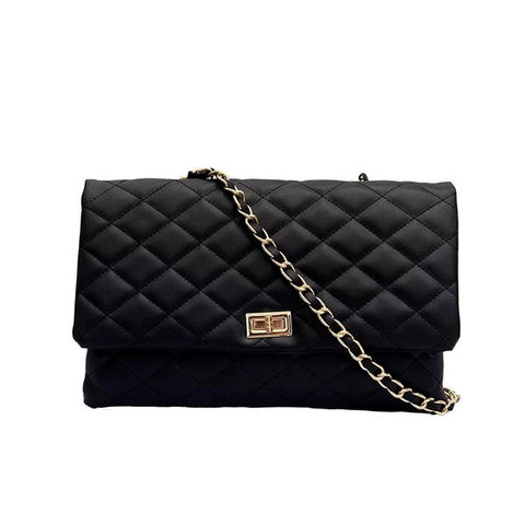 Cassie Quilted Clutch Purse - Black