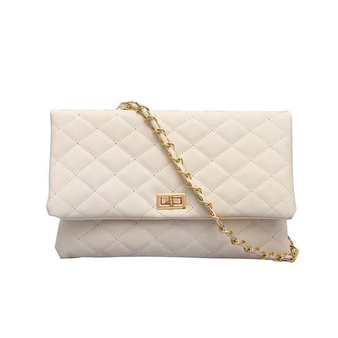 Cassie Quilted Clutch Purse - Cream