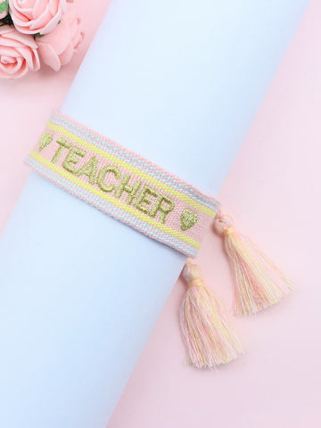 Embroidered Thread Adjustable Bracelets - Teacher