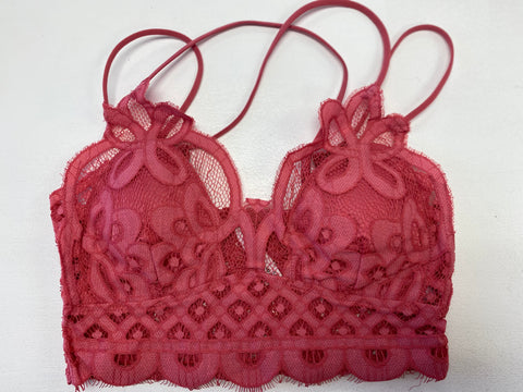 Crochet Lace Bralette - Coral