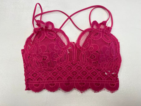 Crochet Lace Bralette - Pink