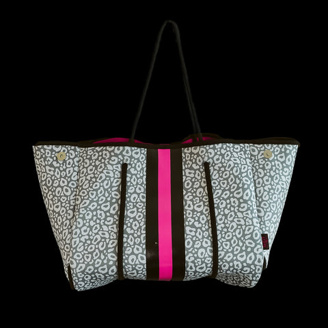 Neoprene Tote Bag - White Leopard