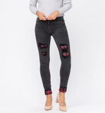 Judy Blue Black Buffalo Plaid Distressed Jeans