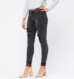 Judy Blue Black Buffalo Plaid Distressed Jeans