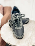 Grey Vintage Style Sneakers with Sparkled Black Star