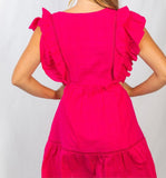 Ruffle Up My Sleeve Dress - Hot pink