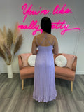 Crochet Lace Long Dress - Lavender