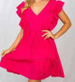 Ruffle Up My Sleeve Dress - Hot pink